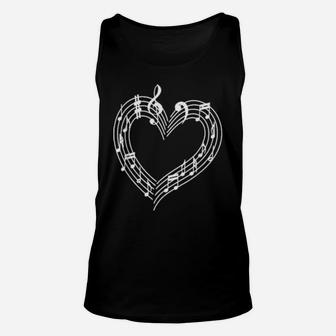 Heart Musical Notes Musics Valentines Day Unisex Tank Top - Monsterry DE