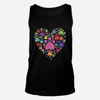 Heart Paw Print Dog Cat Lover Valentines Day Unisex Tank Top | Crazezy CA