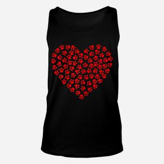 Heart Paw Print Dog Love Valentines Day Gift For Her Women Unisex Tank Top | Crazezy