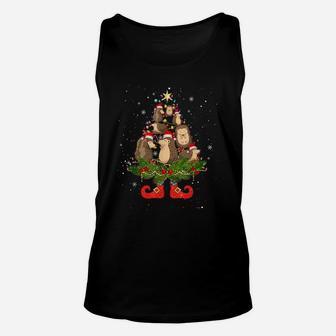 Hedgehogs Christmas Tree Lights Funny Santa Hat Lover Unisex Tank Top | Crazezy DE