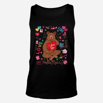 Hello Brown Bear Notes Valentines Day Unisex Tank Top - Monsterry DE