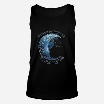 Hello Darkness My Old Friend Funny Cat Moon Unisex Tank Top | Crazezy