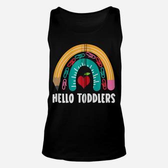 Hello Toddlers, Funny Boho Rainbow For Teachers Zip Hoodie Unisex Tank Top | Crazezy