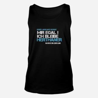 Hertha BSC Fan-Unisex TankTop Mir Egal, Ich Bleibe Herthaner - Schwarz - Seseable