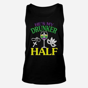 Hes My Drunker Wine Bling Beads Wine Half Mardi Gras Unisex Tank Top - Thegiftio UK