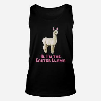 Hi Im The Easter Llama Funny Bunny Ears Tee Unisex Tank Top - Thegiftio UK