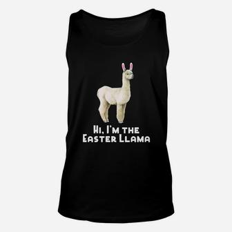 Hi Im The Easter Llama Funny Bunny Ears Unisex Tank Top - Thegiftio UK