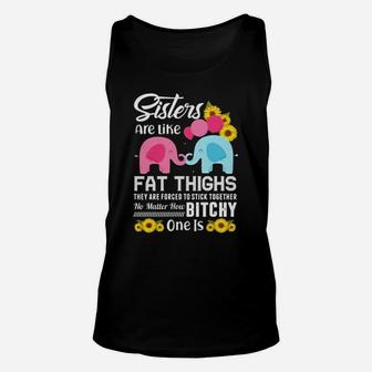 Hippie Elephant Sisters Are Like Fat Thighs They Are Forced To Stick Together Unisex Tank Top - Monsterry DE