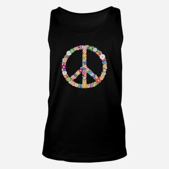 Hippie Peace Sign T-Shirt Flower Vintage Hippy Symbol Tee Unisex Tank Top | Crazezy