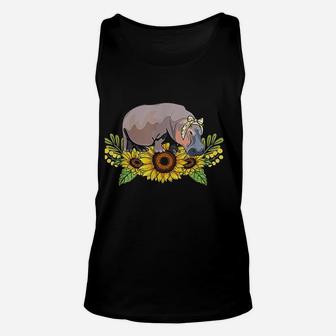 Hippo Sunflower Hippo Lover Unisex Tank Top | Crazezy AU