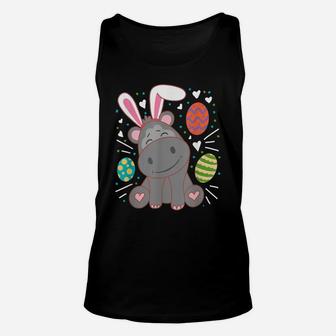 Hippo Wearing Rabbit Bunny Ears Funny Easter Sunday Unisex Tank Top | Crazezy UK