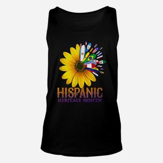 Hispanic Heritage Month National Latino Pretty Flower Flags Unisex Tank Top | Crazezy