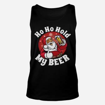 Ho Ho Hold My Beer With Santa Costume Unisex Tank Top - Monsterry UK