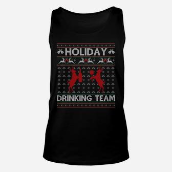 Holiday Drinking Team Reindeer Drink Ugly Christmas Sweater Sweatshirt Unisex Tank Top | Crazezy