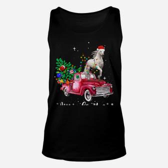 Horse Riding Red Truck Xmas Merry Christmas Unisex Tank Top | Crazezy