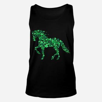 Horse Shamrock Horseback Riding Equestrian Shirt Patrick Day Unisex Tank Top | Crazezy DE