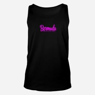 Horseshoe Bay Beach Bermuda Slim With Pink Text Unisex Tank Top - Thegiftio