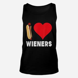 Hot Dog I Love Wieners Heart Unisex Tank Top | Crazezy CA