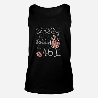 Hot Kiss And Wine Classy & Sassy 46 Years Old Happy Birthday Unisex Tank Top | Crazezy AU