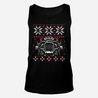 Hot Rod Ugly Christmas Sweater Classic Car Lovers Xmas Gift Sweatshirt Unisex Tank Top | Crazezy