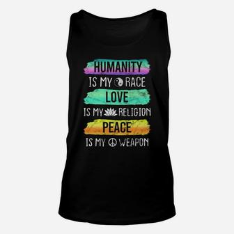 Humanity Love Peace Equal Rights Racial Equality Unisex Tank Top | Crazezy