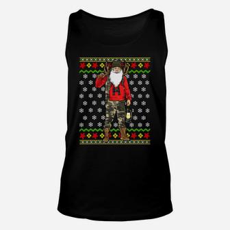 Hunter Santa Claus Hunting Ugly Christmas Sweater Pattern Sweatshirt Unisex Tank Top | Crazezy