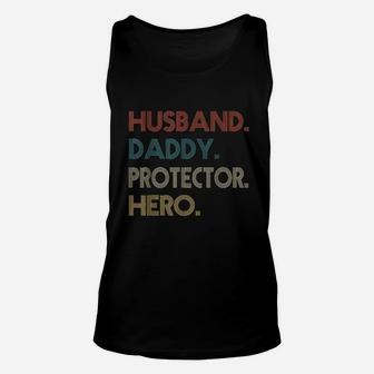 Husband Daddy Protector Hero Fathers Day Gift Dad Son Unisex Tank Top | Crazezy AU