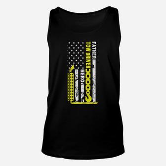 Husband Father Tow Driver Hero American Flag Gift Towing Dad Unisex Tank Top | Crazezy UK