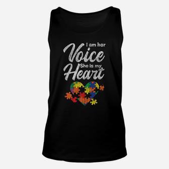 I Am Her Voice Mom Dad Family Autistic Kids Autism Awareness Unisex Tank Top | Crazezy
