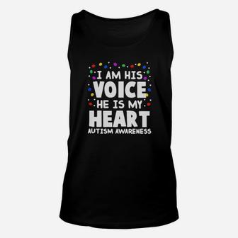 I Am His Voice He Is My Heart Autism Awareness Unisex Tank Top - Monsterry CA