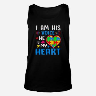 I Am His Voice He Is My Heart Unisex Tank Top - Monsterry