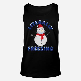 I Am Literally Freezing Cold Snowman Iced Christmas Pajamas Unisex Tank Top | Crazezy