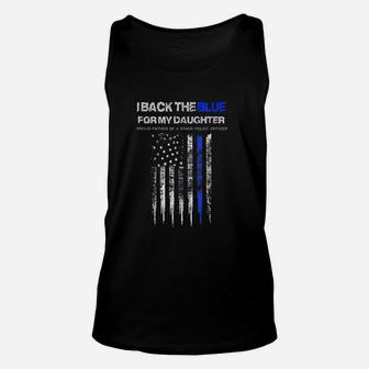 I Back The Blue For My Daughter Thin Blue Line Police Dad Unisex Tank Top | Crazezy DE
