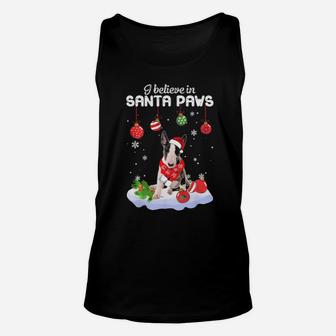 I Believe In Santa Paws Bull Terrier Gift Unisex Tank Top - Monsterry