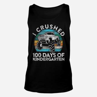I Crushed 100 Days Of Kindergarten Gift Monster Truck Pre-K Unisex Tank Top | Crazezy UK