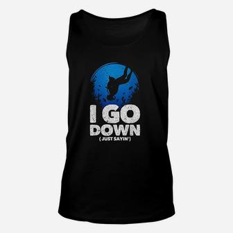 I Go Down Funny Diving Design   Unisex Tank Top - Thegiftio UK