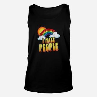 I Hate People Antisocial Distressed Vintage Rainbow Unisex Tank Top - Monsterry CA