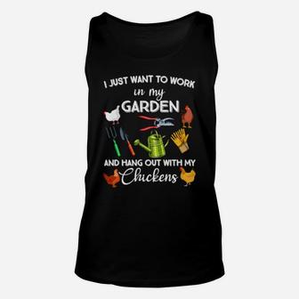 I Just Want To Work In Garden And Hang Out With Chickens Unisex Tank Top - Monsterry CA