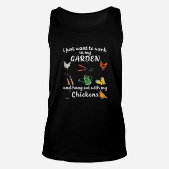 I Just Want To Work In My Garden And Hang Out Chicken Unisex Tank Top | Crazezy DE