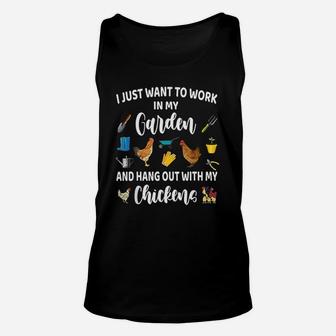 I Just Want To Work In My Garden And Hang Out With Chicken Unisex Tank Top - Thegiftio