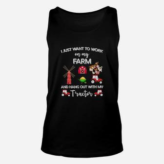 I Just Want To Work On My Farm With My Tractor Unisex Tank Top - Monsterry UK