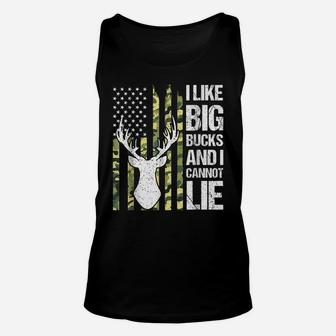 I Like Big Bucks And I Cannot Lie Deer Hunting Usa Flag Unisex Tank Top | Crazezy