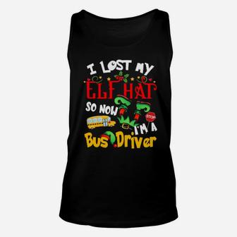 I Lost My Elf Hat So Now I Am A School Bus Driver Elf Xmas Unisex Tank Top - Monsterry