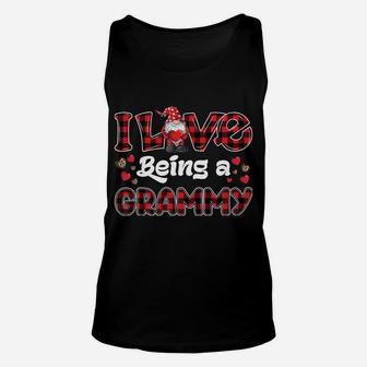 I Love Being Grammy Red Plaid Hearts Gnome Valentine's Day Sweatshirt Unisex Tank Top | Crazezy DE