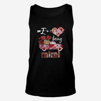 I Love Being Mimi Red Plaid Truck Hearts Valentines Day Unisex Tank Top - Monsterry UK