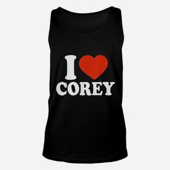 I Love Corey I Heart Corey Red Heart Valentine Gift Valentines Day Unisex Tank Top | Seseable CA