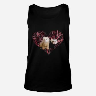I Love Ferrets Heart Shaped Unisex Tank Top | Crazezy CA