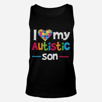 I Love - Heart - My Autistic Son - Autism Awareness Unisex Tank Top | Crazezy CA