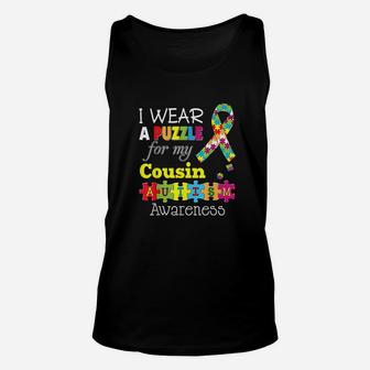 I Love My Autistic Cousin Awareness Day Rainbow Unisex Tank Top | Crazezy