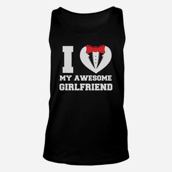 I Love My Awesome Girlfriend Valentine Gift Happy Valentines Day Unisex Tank Top - Seseable